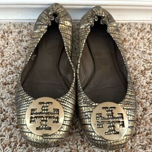 Tory Burch Metallic Patterned Flats
